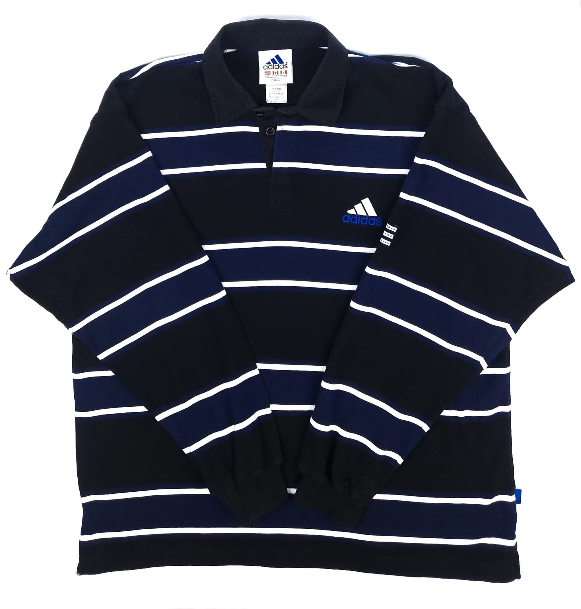 Polo rayé noir Adidas Originals – Taille L
